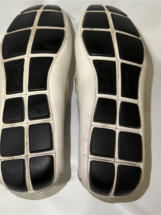 Prada White Pebbled Leather Slip-On Loafers main image 9